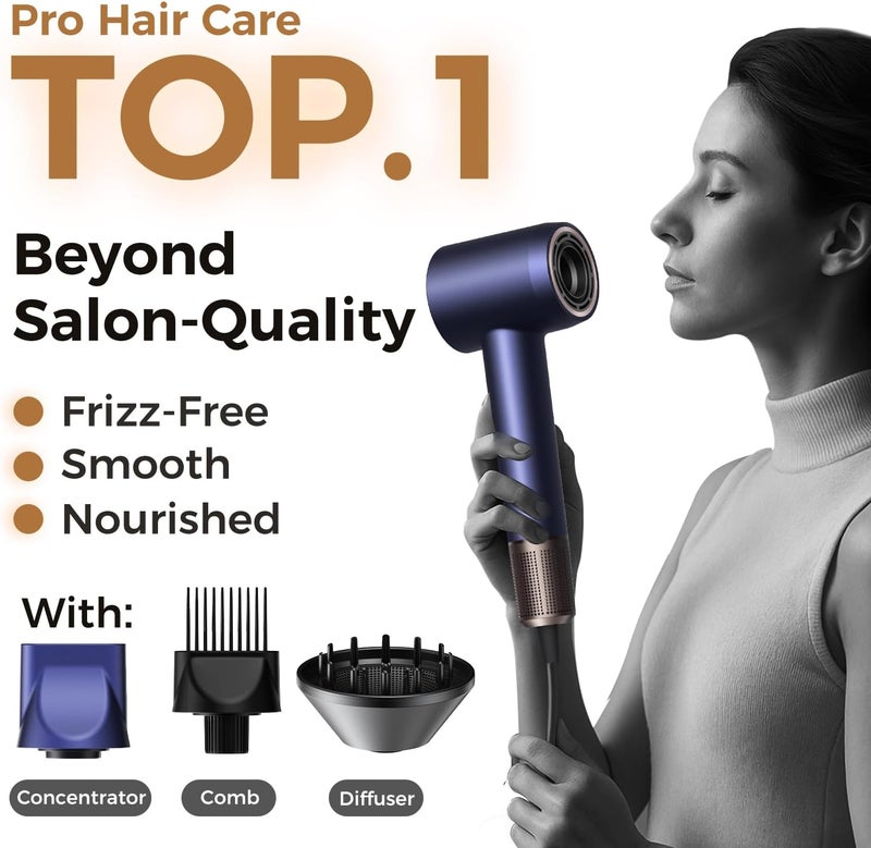 Alloom High-Speed Hair Dryer Pro | Trusted by Pro Stylists, Heat Damage Protection & 600 Million Ions Blow Dryer for Hair Care Beyond Salon, Fast Drying & Low Noise, Hairdryer with Diffuser, Nozzle, Comb - Image 2